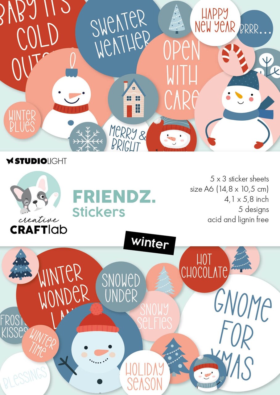 Studio Light Friendz Sticker Paper Pad 4.13"X5.82"15/Pkg-Nr. 37 Winter